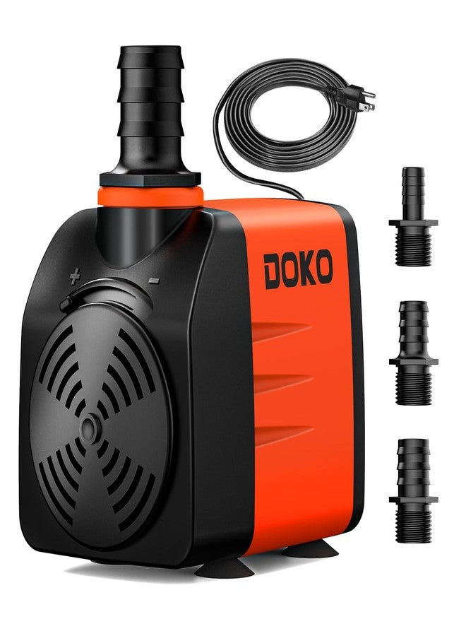 DOKO 480GPH Submersible Water Pump, Pond Pumps with 6FT Power Cord and 3 Nozzles,35W, Ultra Quiet Fountain Water Pump for Ponds, Waterfalls, Fountains, Fish Tanks, Hydroponics, and Aquariums - Image 1